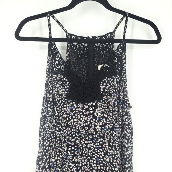 Rebecca Taylor Sleeveless Pop Flower Sleeveless Slip Dress Black Silk Size 6 - Picture 4 of 12